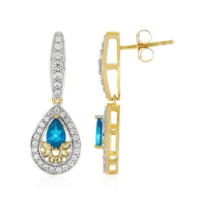 Boucles d'oreilles en argent et Apatite bleu néon