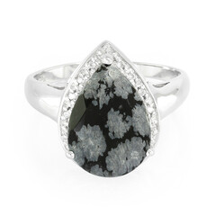 Bague en argent et Obsidienne Flocon-de-Neige