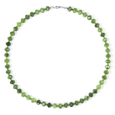 Collier en argent et Quartz vert forêt