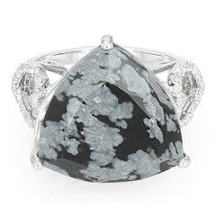 Bague en argent et Obsidienne Flocon-de-Neige