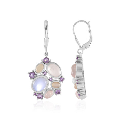 Boucles d'oreilles en argent et Pierre de Lune blanche (KM by Juwelo)