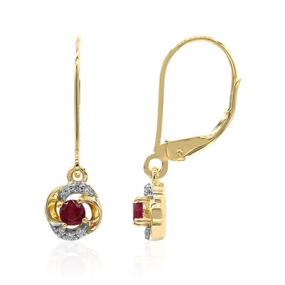 Boucles d'oreilles en or et Béryl rouge