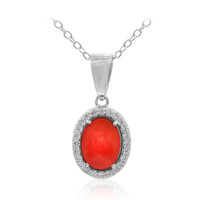 Collier en argent et Opale rouge d'Éthiopie