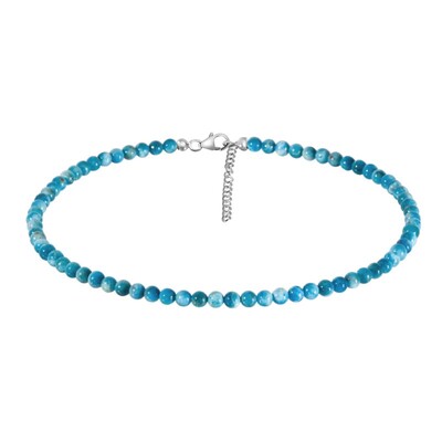 Collier en argent et Apatite bleu néon