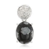 Pendentif en argent et Obsidienne Flocon-de-Neige