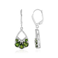 Boucles d'oreilles en argent et Diopside de Russie