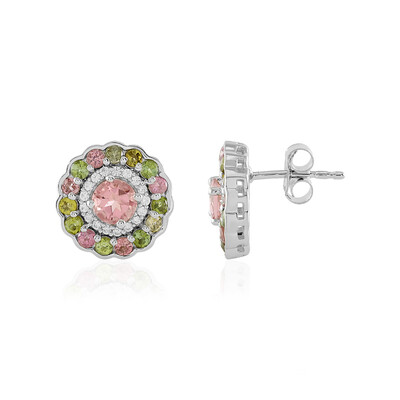 Boucles d'oreilles en argent et Tourmaline rose du Nigéria