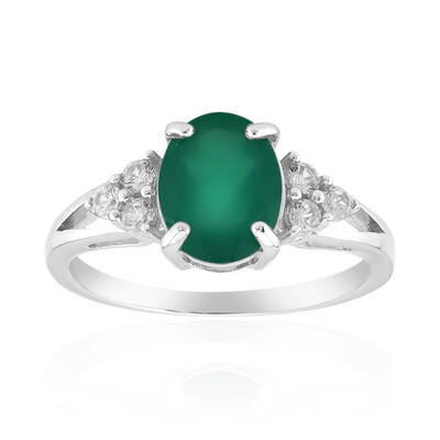 Bague en argent et Agate verte