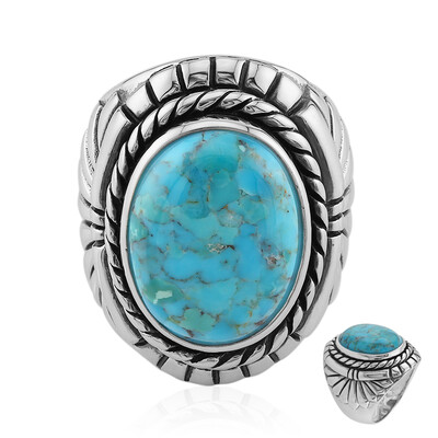 Bague en argent et Turquoise bleue de Mohavie (Art of Nature)