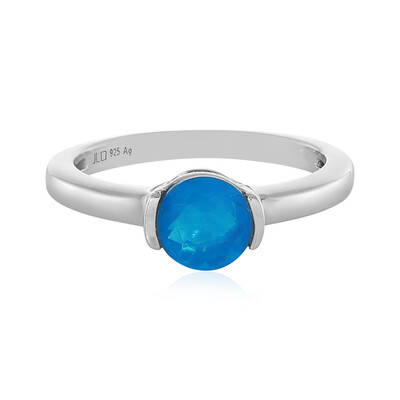 Bague en argent et Opale bleue d'Éthiopie