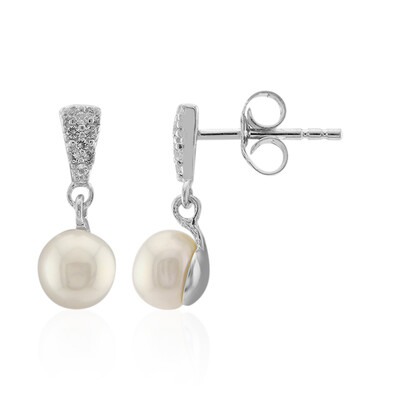 Boucles d'oreilles en argent et Perle blanche de culture d'eau douce