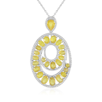 Collier en argent et Saphir jaune de Madagascar