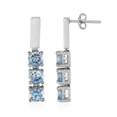 Boucles d'oreilles en argent et Topaze bleu ciel