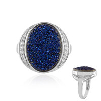 Bague en argent et Agate scintillante bleue