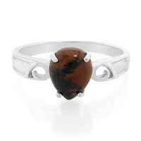 Bague pour homme en argent et Obsidienne acajou