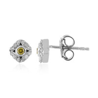 Boucles d'oreilles en argent et Diamant jaune I2