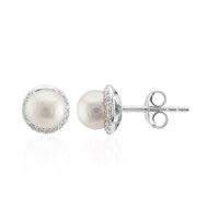 Boucles d'oreilles en argent et Perle blanche de culture d'eau douce