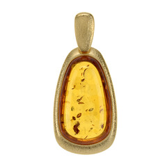 Pendentif en argent et Ambre baltique couleur cognac