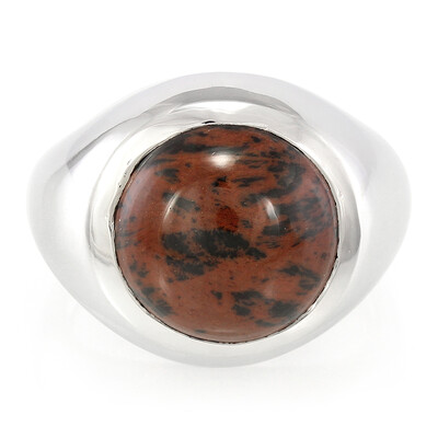 Bague pour homme en argent et Obsidienne acajou