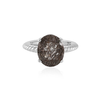 Bague en argent et Quartz rutile noir