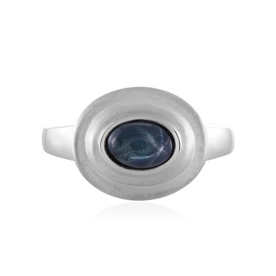 Bague en argent et Saphir étoilé bleu (MONOSONO COLLECTION)