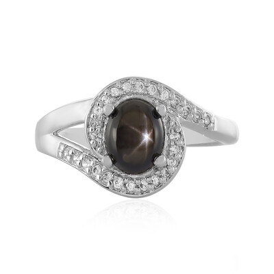 Bague en argent et Saphir étoilé noir