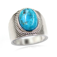 Bague en argent et Turquoise bleue de Mohavie (Faszination Türkis)