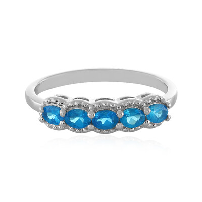 Bague en argent et Apatite bleu néon