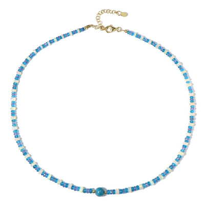 Collier en argent et Apatite bleu néon (Riya)