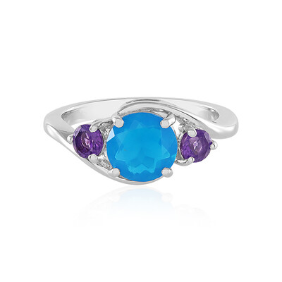 Bague en argent et Opale bleue d'Éthiopie