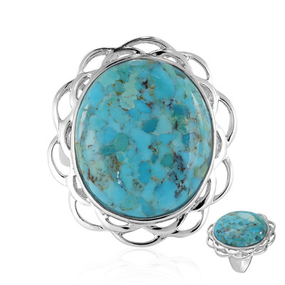 Bague en argent et Turquoise bleue de Mohavie (Art of Nature)