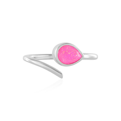 Bague en argent et Opale rose d'Éthiopie