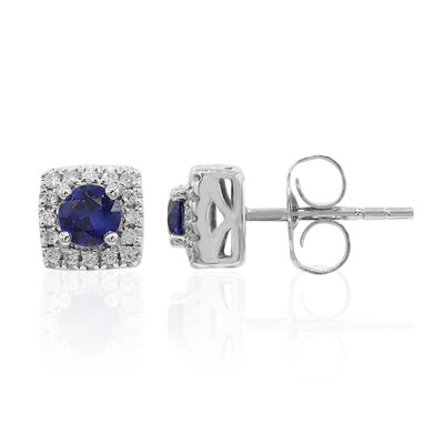 Boucles d'oreilles en or et Saphir bleu de Ceylan