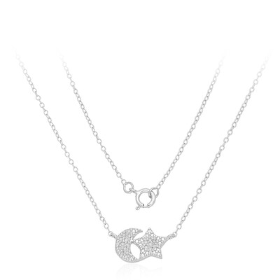 Collier en argent et Diamant poivre et sel