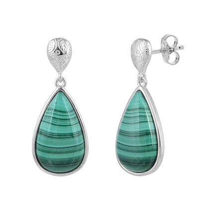 Boucles d'oreilles en argent et Malachite