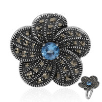 Bague en argent et Topaze bleu Suisse (Annette classic)