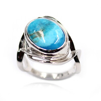 Bague en argent et Turquoise bleue de Mohavie (Faszination Türkis)