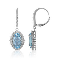 Boucles d'oreilles en argent et Topaze bleu ciel