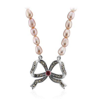 Collier en argent et Perle de culture d'eau douce rose (TPC)