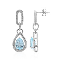 Boucles d'oreilles en argent et Topaze bleu ciel