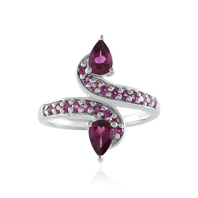 Bague en argent et Grenat magenta