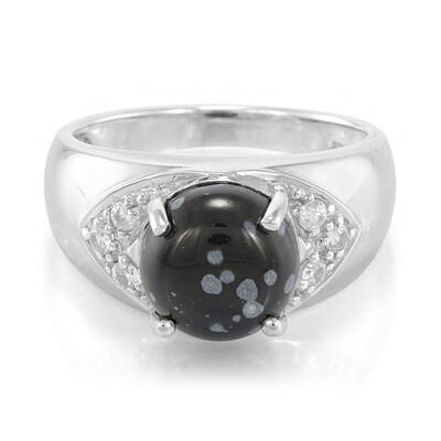 Bague pour homme en argent et Obsidienne Flocon-de-Neige