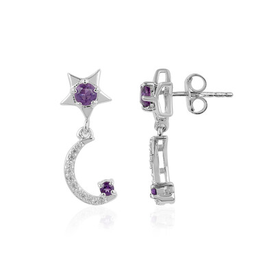 Boucles d'oreilles en argent et Améthyste