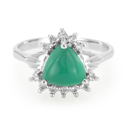 Bague en argent et Calcédoine verte