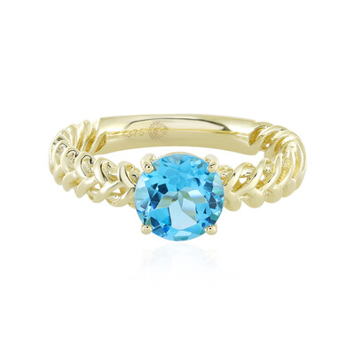 Bague en or et Topaze bleu Suisse (Ornaments by de Melo)