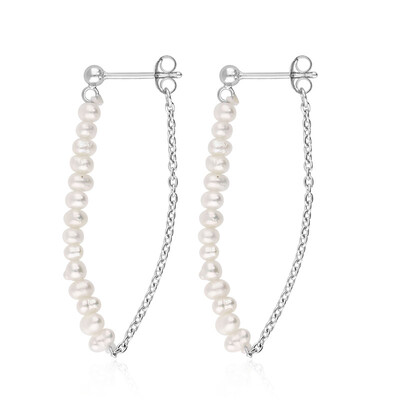 Boucles d'oreilles en argent et Perle blanche de culture d'eau douce