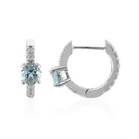 Boucles d'oreilles en argent et Topaze bleu ciel