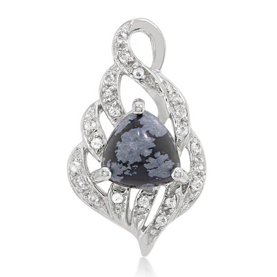 Pendentif en argent et Obsidienne Flocon-de-Neige