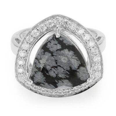 Bague en argent et Obsidienne Flocon-de-Neige