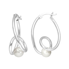 Boucles d'oreilles en argent et Perle blanche de culture d'eau douce